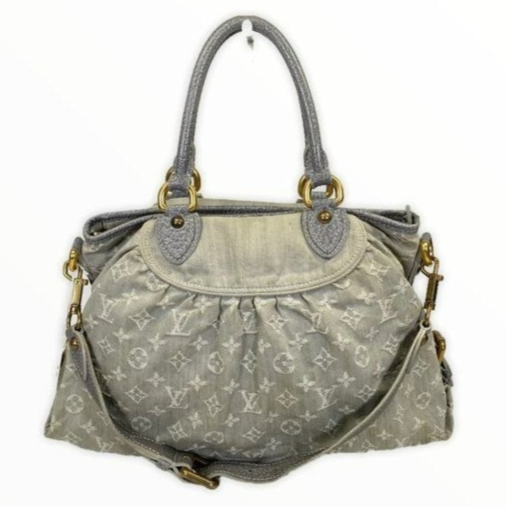 Authentic Louis Vuitton Shoulder Bag Neo Cabby MM Gray Used LV Handbag Vintage